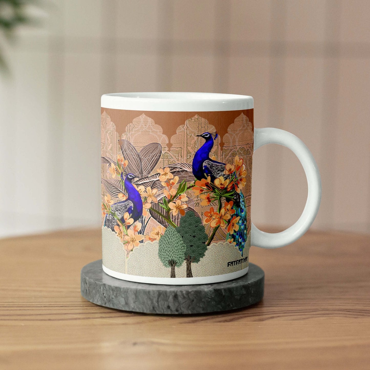 Ceramic Peacock Printed Coffee Mug