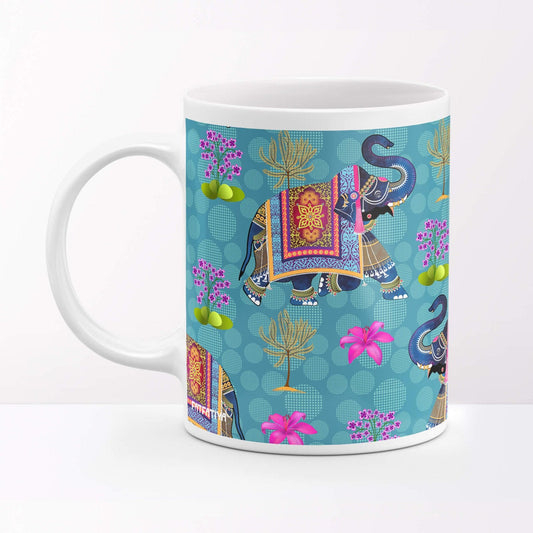 Ethnic Indian Elephant Ceramic Coffee Mug